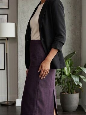 D'Oraz Plum Wool Midi  Skirt